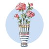 Цветной пример раскраски ваза с разными цветами