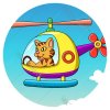 Цветной пример раскраски вертолет с котиком