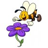 Цветной пример раскраски веселая пчелка и ромашка