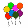 Цветной пример раскраски воздушные шарики в воздухе