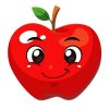 Цветной пример раскраски яблоко с глазками