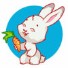 Цветной пример раскраски заяц смеется и морковка