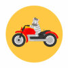 Цветной пример раскраски зебра на мотоцикле