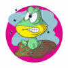 Цветной пример раскраски злая лягушка