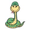 Цветной пример раскраски змея мило улыбается