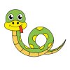 Цветной пример раскраски змея по линиям