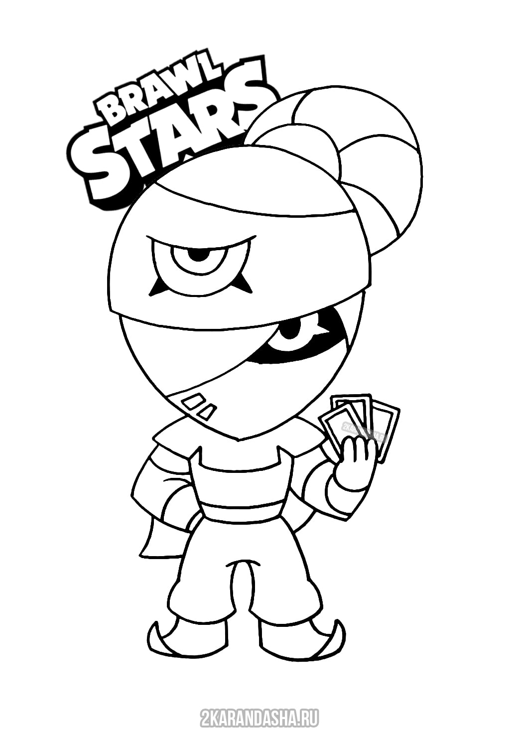 Coloring Page Brawl Stars Ninja Tara With Cards Print Brawl Stars - tara ninja cat brawl stars