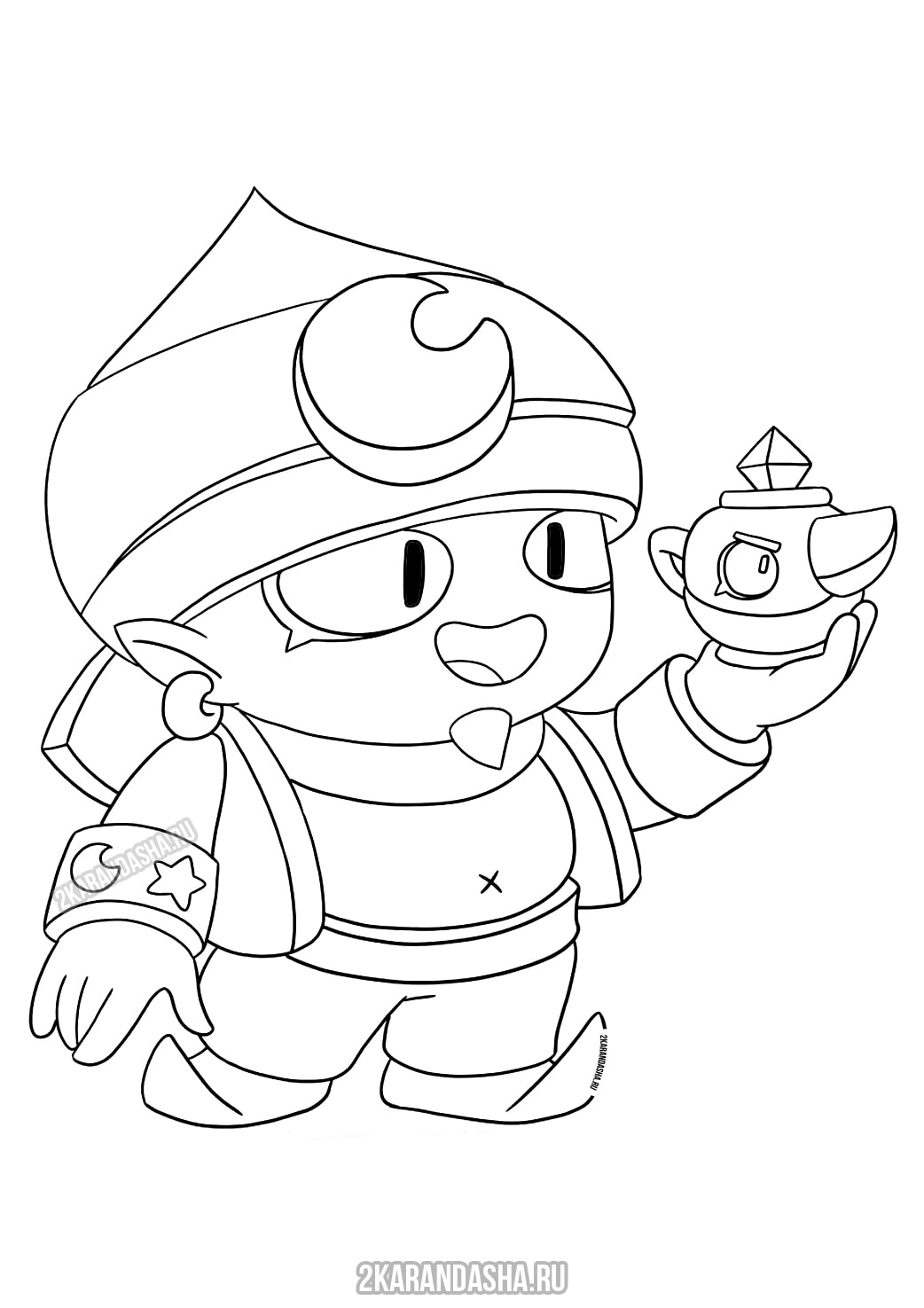 Coloring Page Brawl Stars Genie With Lamp Print Brawl Stars - brawl stars genie