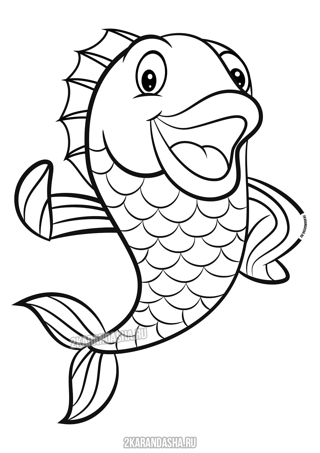 Распечатать раскраску яркая морская рыбка на А4