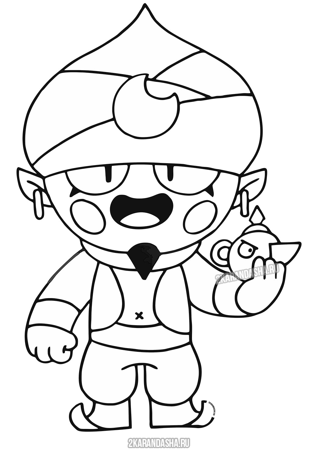 Coloring Page Brawl Stars Genie Skin With Lamp Print Brawl Stars - brawl stars genie