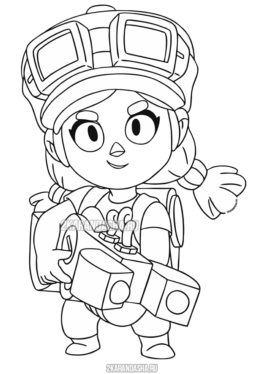 Coloring Page Brawl Stars Skin Jesse With A Rifle Print Brawl Stars - jessie brawl stars coloring pages