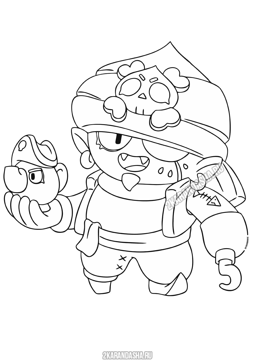 Coloring Page Brawl Stars Genie Pirate With Lamp Print Brawl Stars - brawl stars genuie