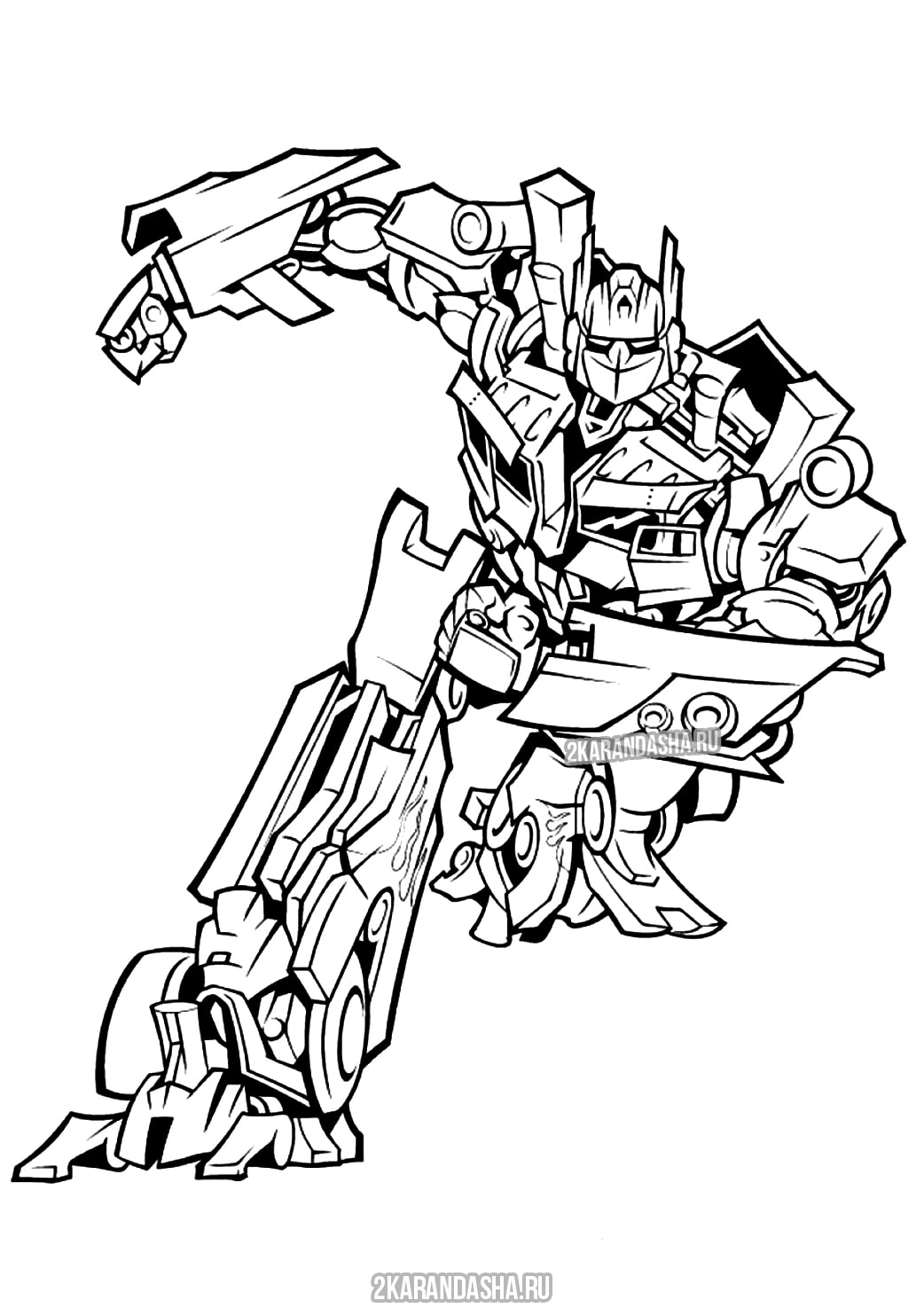 Раскраска онлайн Лидер Оптимус Прайм трансформеры бесплатно