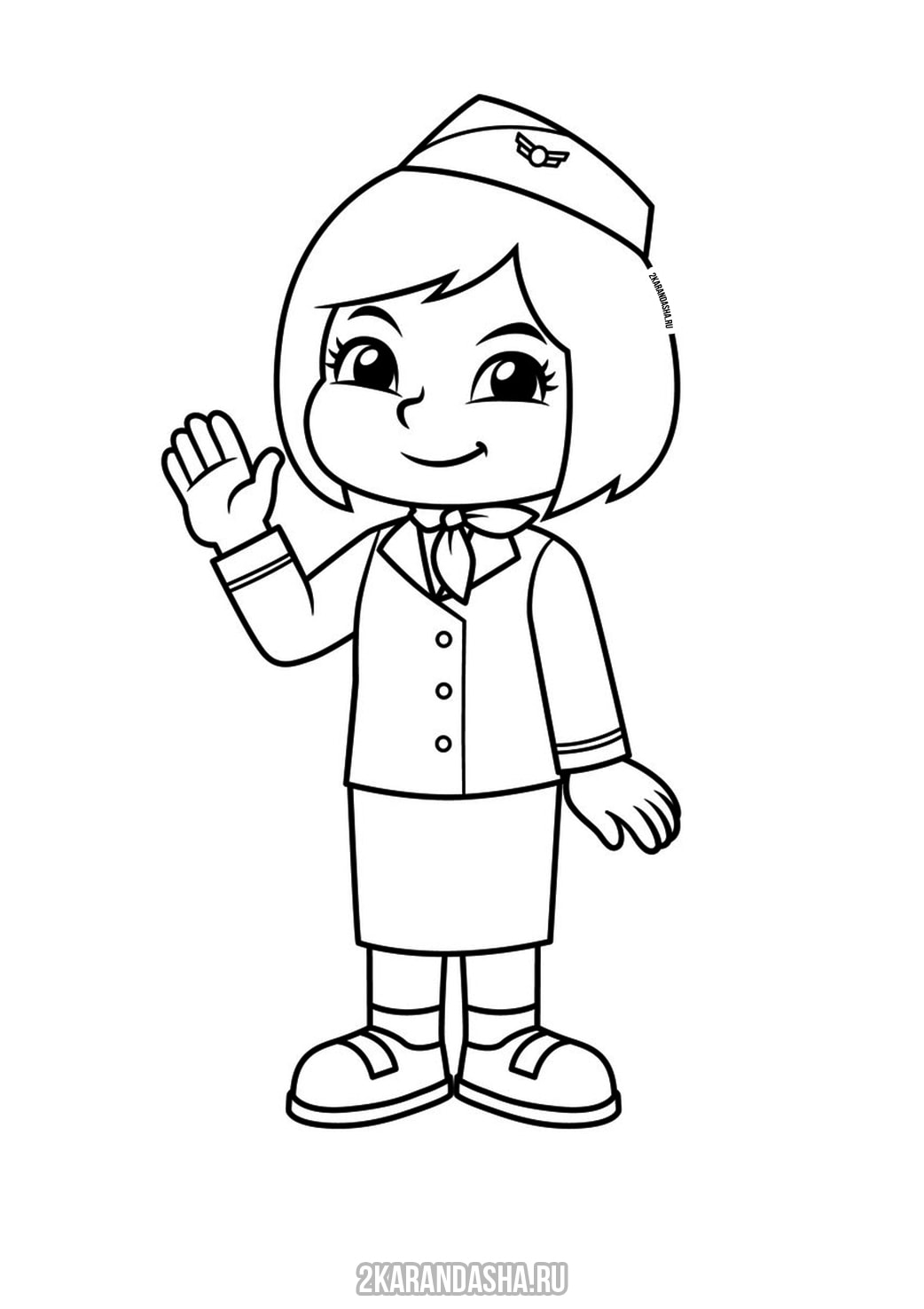 Распечатать раскраску девочка стюардесса на А4