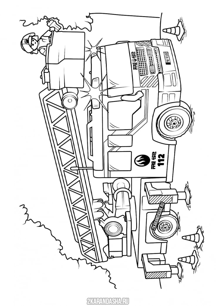 Картинки раскраски пожарной техники