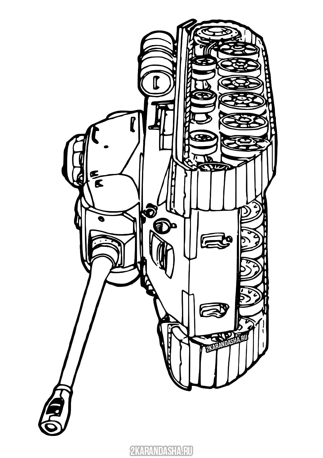 Раскраска танк т-34 стреляет распечатать