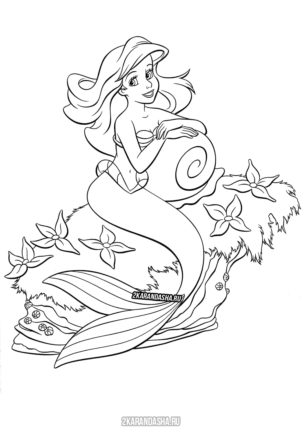 Раскраска онлайн Русалочка Ариэль принцесса подводного мира бесплатно