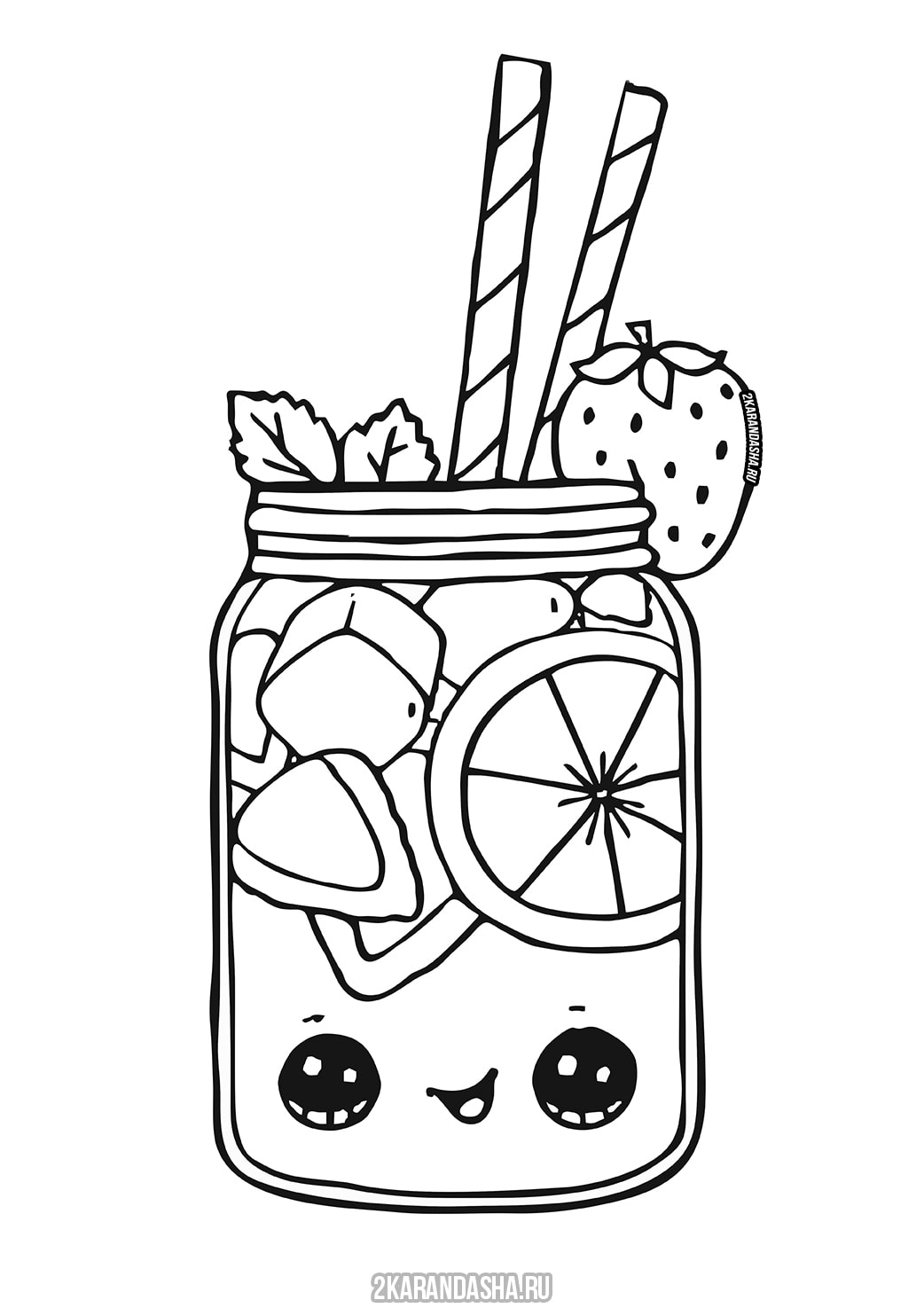 Раскраска лимонад с трубочкой распечатать