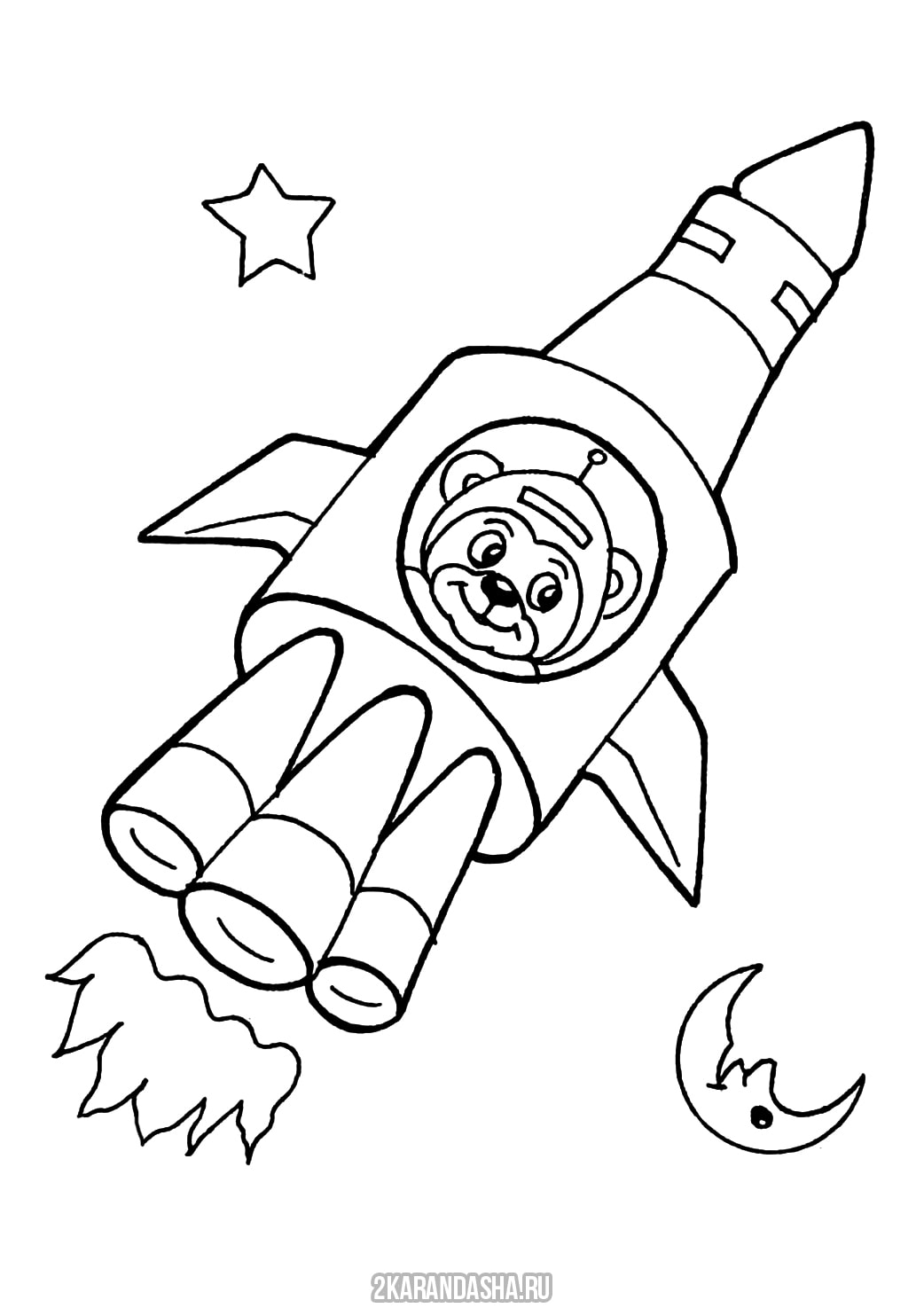 Раскраска онлайн Мишка в ракете бесплатно