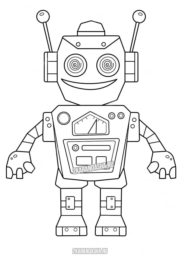 Раскраска онлайн Довольный робот бесплатно