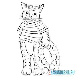Раскраска кот в матроске онлайн