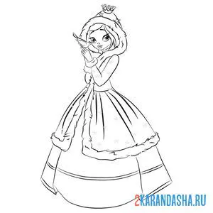 Раскраска принцесса зима. снежная королева онлайн
