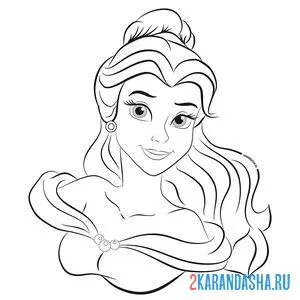 Раскраска голова принцессы белль онлайн