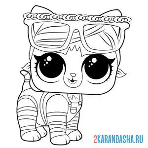 Раскраска лол питомцы шорти китти (коротышка котенок) онлайн