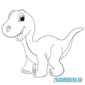 Распечатать раскраску косолапый динозаврик на А4