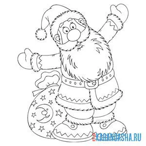 Раскраска дед мороз с новым годом онлайн