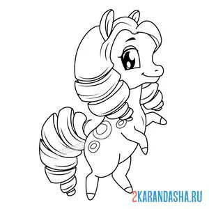 Раскраска милый пони с красивой гривой онлайн