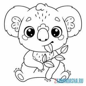 Распечатать раскраску легкая раскраска коала на А4