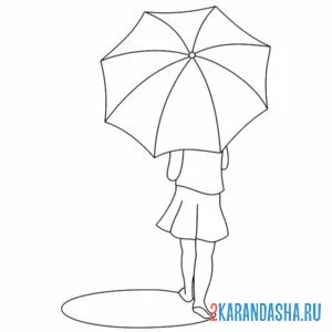 Раскраска девочка и зонт онлайн