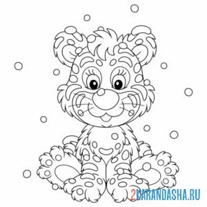 Распечатать раскраску тигр в снегу на А4
