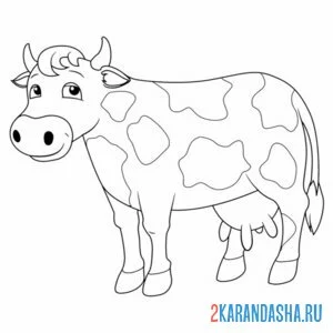 Распечатать раскраску пятнистая корова на А4