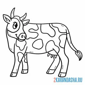 Распечатать раскраску корова чешется на А4