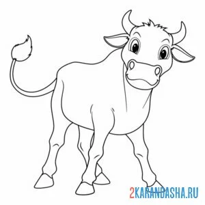 Раскраска теленок смотрит онлайн