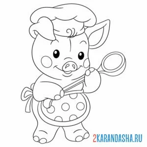 Раскраска поварешка свинка онлайн