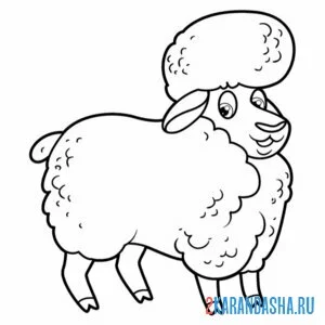 Распечатать раскраску овечка с прической на А4