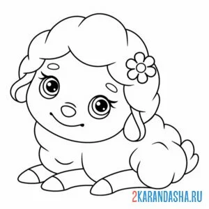 Онлайн раскраска овечка с бантиком