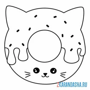 Раскраска кот-пончик онлайн