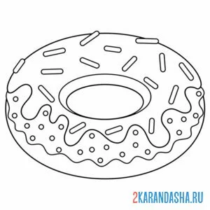 Раскраска пончик с длинной посыпкой онлайн