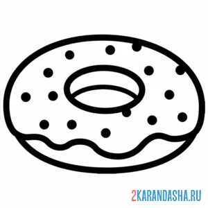 Раскраска пончик с посыпкой онлайн