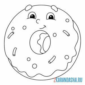 Раскраска пончик с глазками онлайн