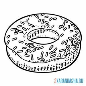 Раскраска пончик и посыпка онлайн