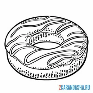 Раскраска пончик и крем онлайн