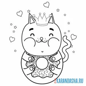 Раскраска король кот-пончик онлайн