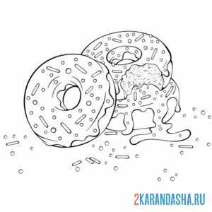 Раскраска пончики для еды онлайн