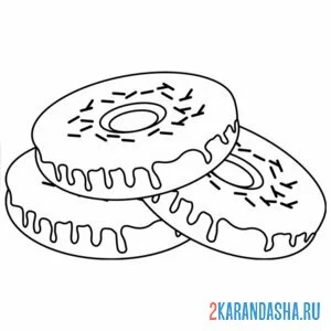 Раскраска пончики вместе онлайн