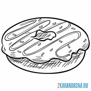 Раскраска пончик с помадкой онлайн